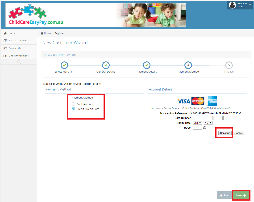 CEP Payment Method - Card